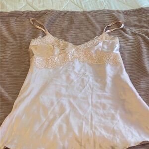 Express Pink Satin Chemise with Lace Detail